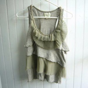 Deletta Anthropoloige Tiered Tank Top Beige - S